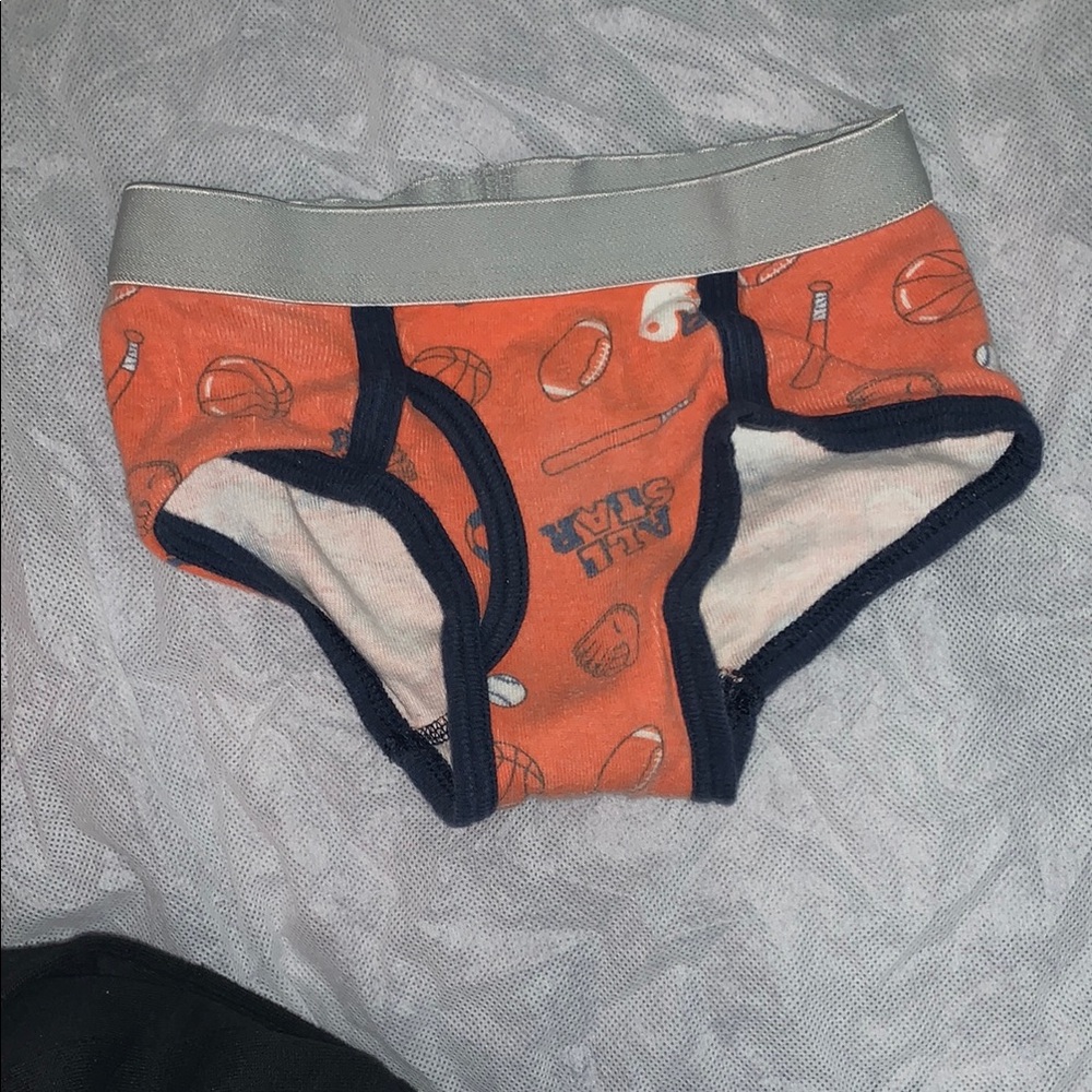 Orange and Gray Cartoon Fish Print Briefs